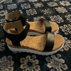 Sun + Stone Black Cork Sandals